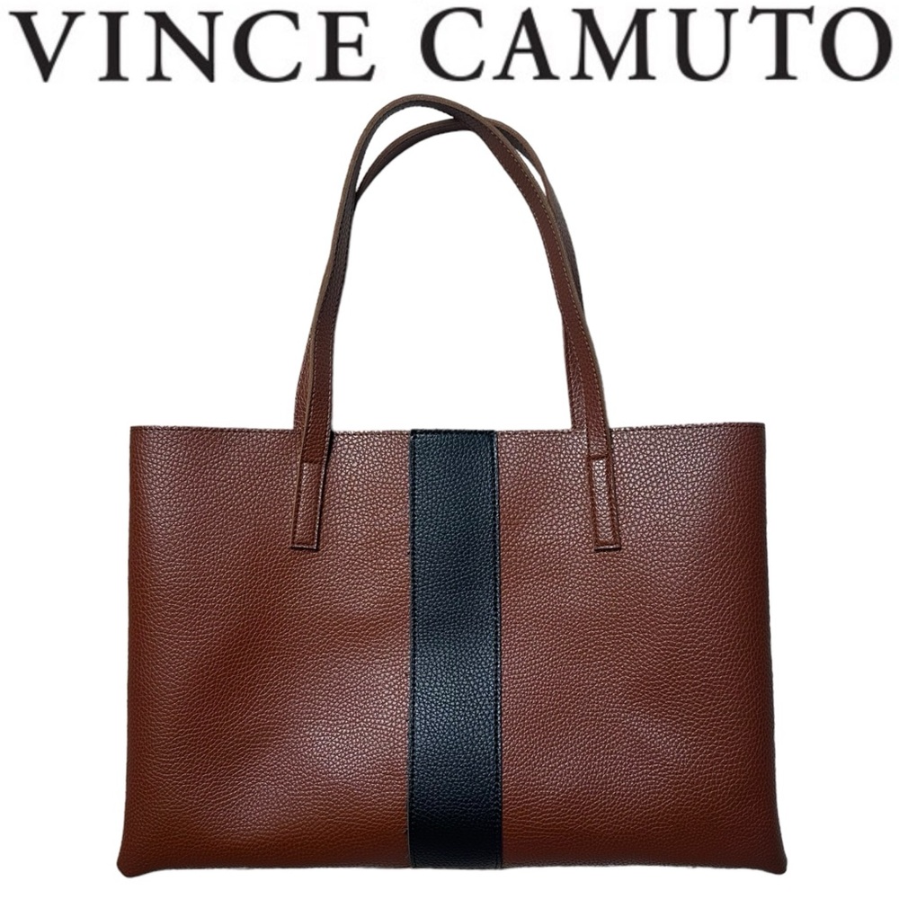 Vince Camuto Luck Tote Vegan Leather Tan & Black - Picture 1 of 10